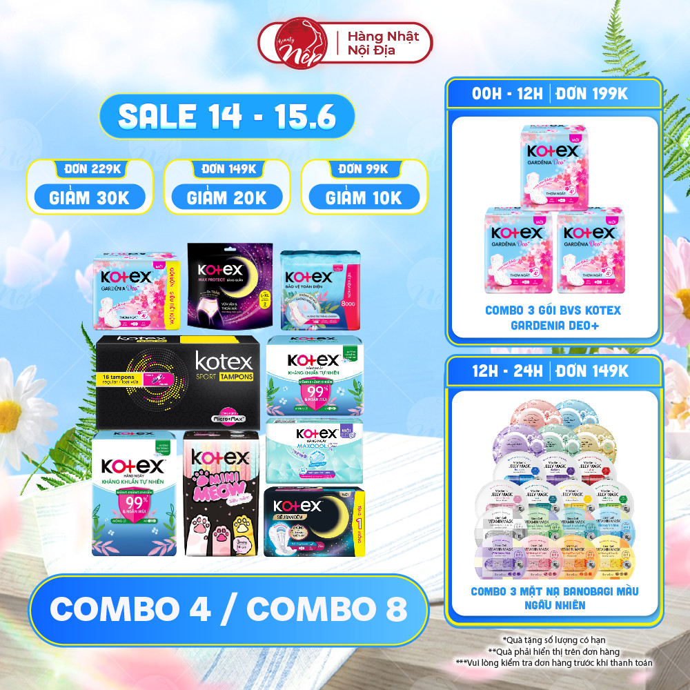 Băng vệ sinh Kotex hàng ngày, ban đêm, khô thoáng, max cool. Siêu mỏng, thấm hút - Nepbeauty