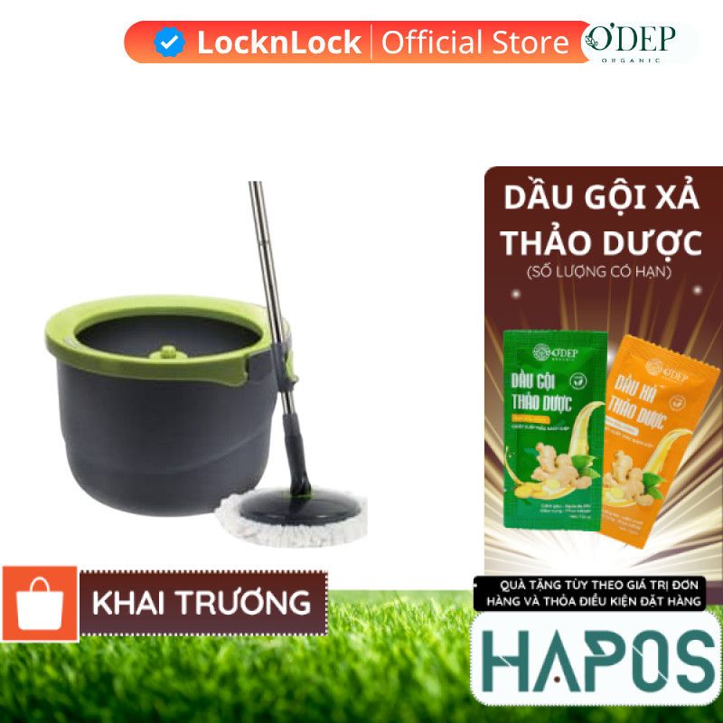 Bộ lau nhà xoay tay LocknLock ETM498 bông lau 360 độ thùng vắt chính hãng - HAPOS HOF