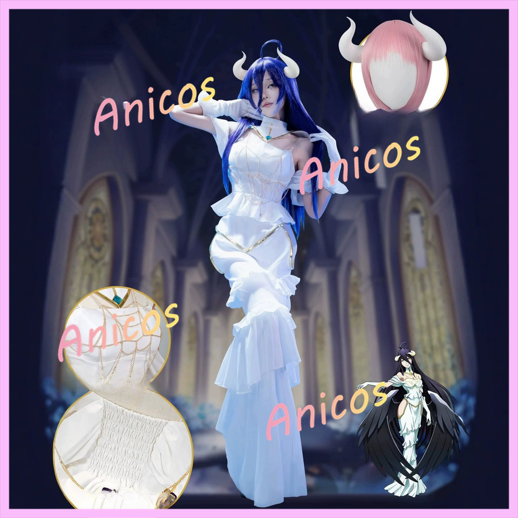 Overlord Albedo Cosplay Bộ Trang Phục Trắng Cho Tiệc Comic Con Chất Lượng Cao