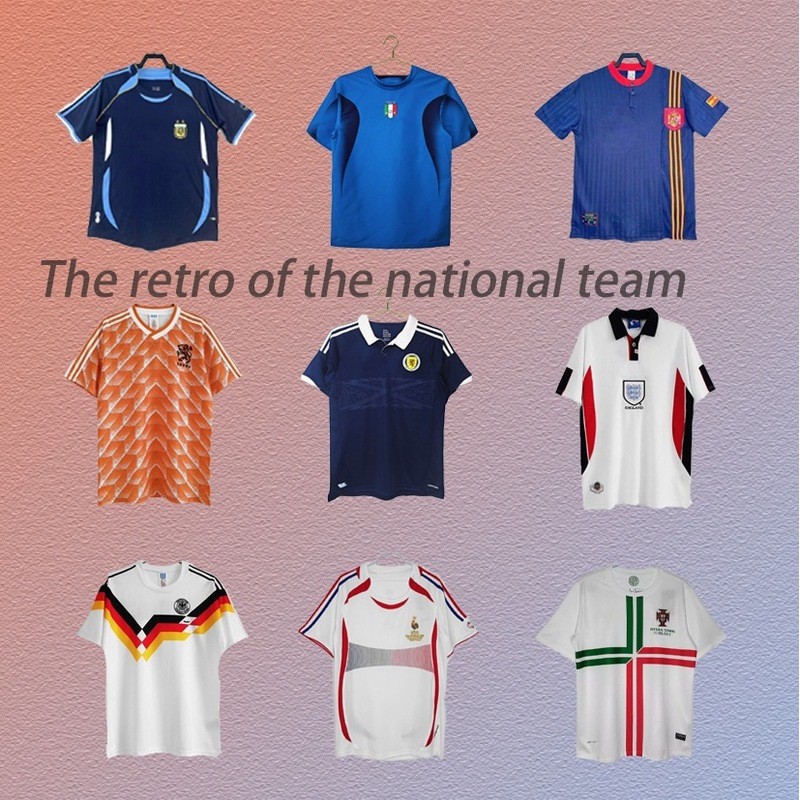 Áo bóng đá Retro Anh Đức Pháp Ý Bồ Đào Nha Scotland Tây Ban Nha Jersey Connect