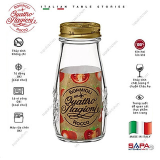 CHAI THUỶ TINH NẮP VẶN QUATTRO 400ML ĐỰNG NƯỚC ÉP HOA QUẢ, SỮA HẠT, SINH TỐ [365642]