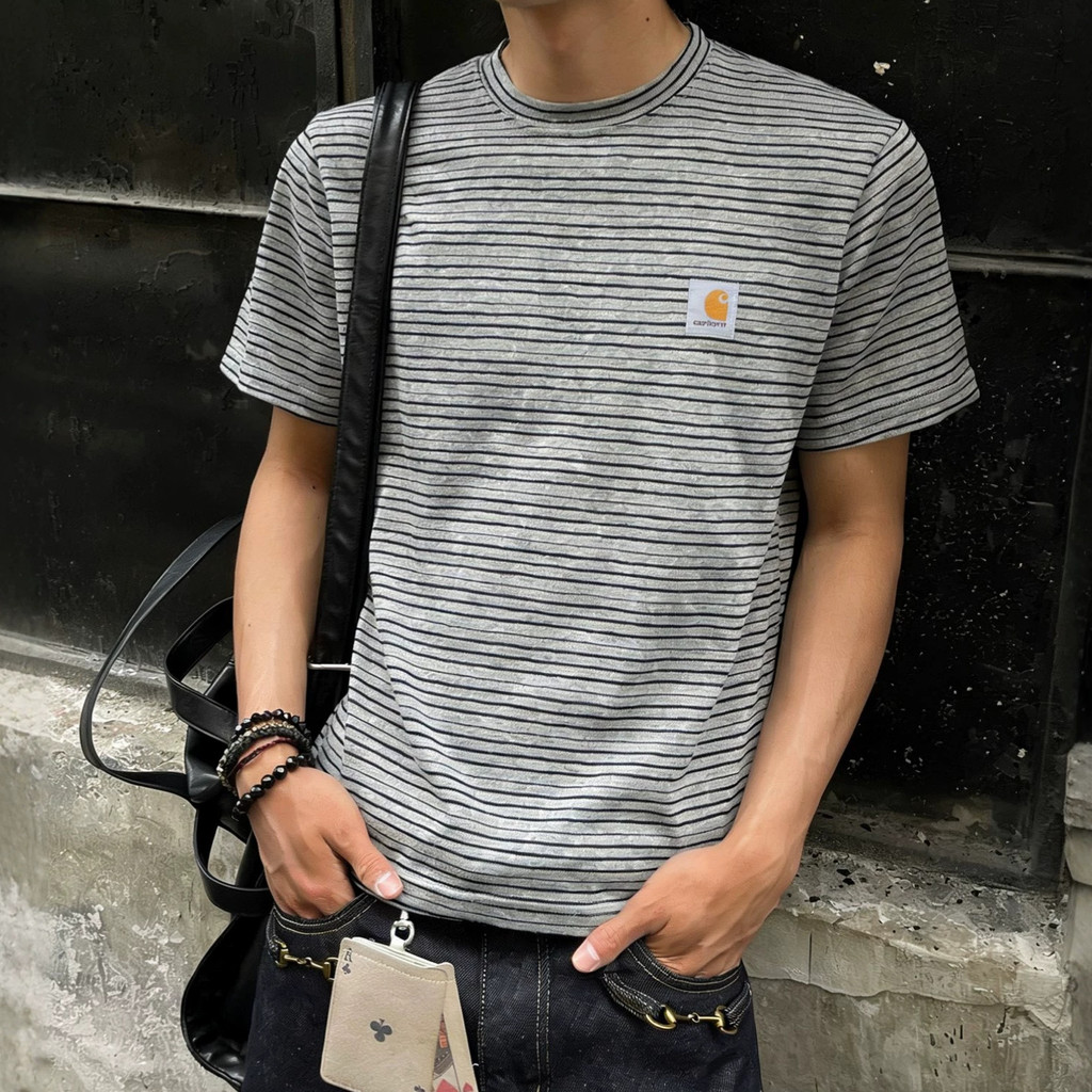 QZLI Car American Retro Trendy Commuting and Leisure Japanese-style fashion Bamboo cotton striped sh