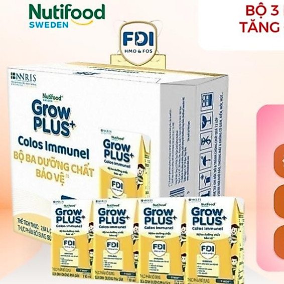 1 Thùng GROW VÀNG 24 Hộp 110ml Sữa Dinh Dưỡng Nutifood Sweden GrowPLUS+ Sữa Non Immunel Tăng Đề Khán