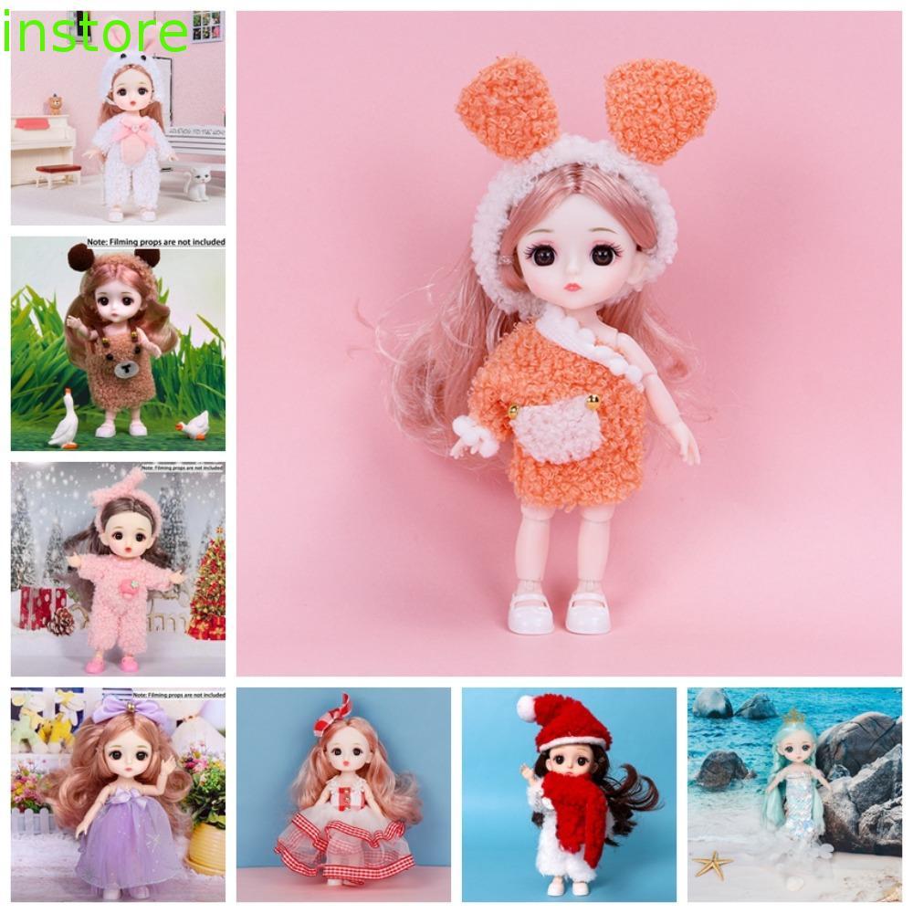 INSTORE Búp bê BJD 16cm, Mắt to 16cm Hình búp bê BJD mặt dễ thương, Búp bê BJD có thể di chuyển được