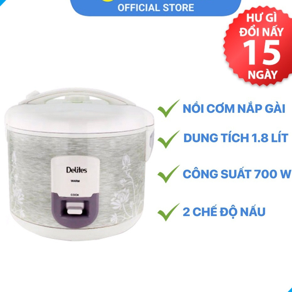 [SALE] Nồi cơm điện Delites 1.8 lít NCG1805-Chính Hãng trưng bày 1.8 lít dùng cho 4 - 6 người. bảo h