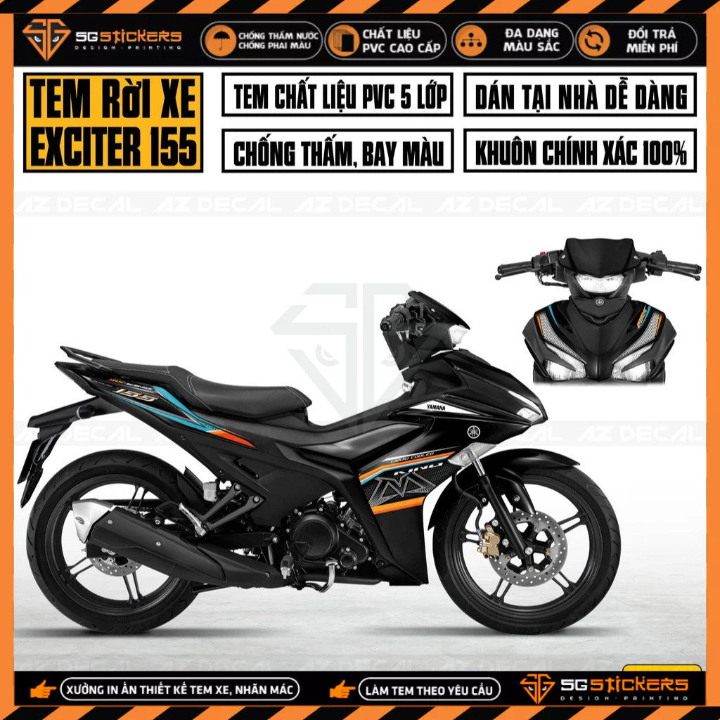 Tem Xe Exciter 155 MX KING | EX15515 | Tem Rời Xe Máy Chống Nước, Bền Màu, Dễ Dán Cho Ex 155