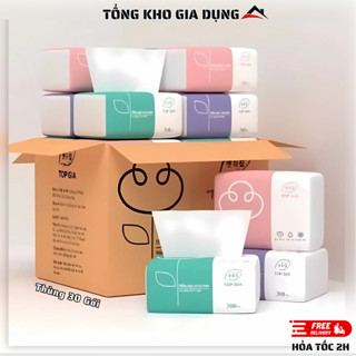  Thùng 30 Gói Khăn Giấy Ăn TopGia 3 Màu Cao Cấp 4 Lớp Dày Dặn Mềm Mịn An Toàn Cho Da. 