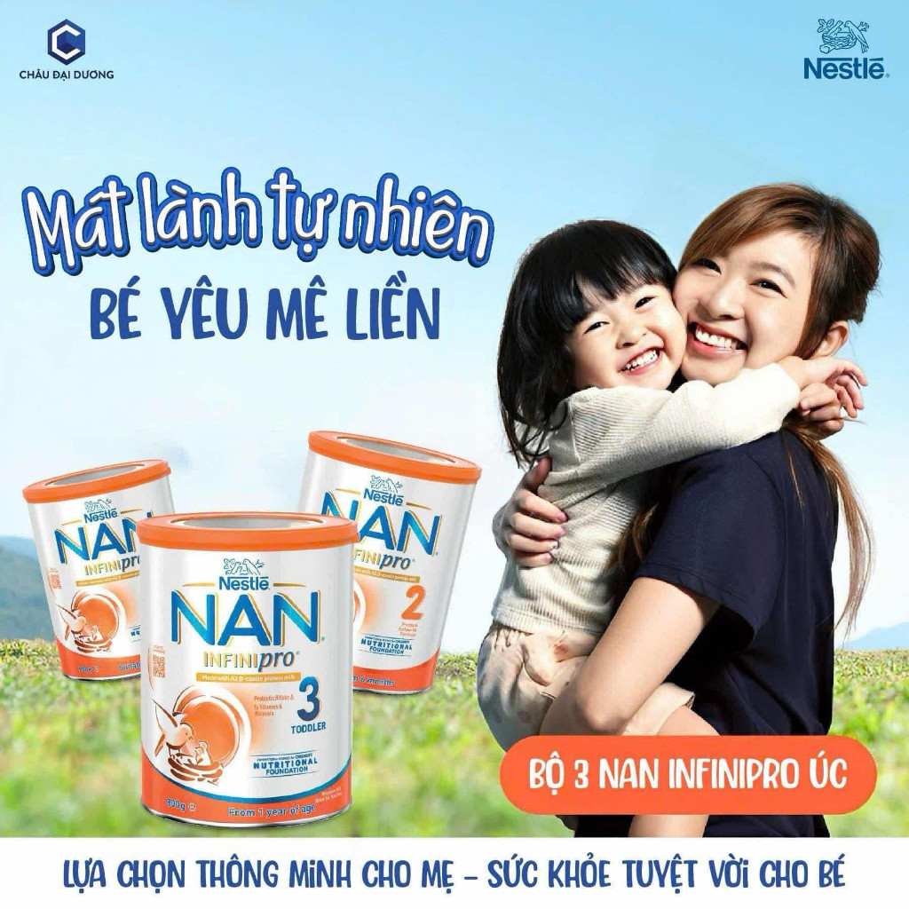 [DATE MỚI] Sữa bột Nan Infinipro A2 Thuỵ Sĩ 800g số 1,2,3 chứa đạm A2 hỗ trợ tiêu hoá