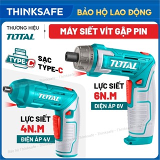  Máy bắn vít mini mẫu mới TOTAL dùng pin 4-8V kèm mũi vít đầu lục giác 1 4 inch vít gập tay cầm điều chỉnh 