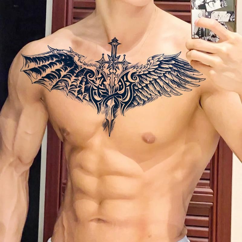 XYY27 [ZERO Tattoo] - Nhãn dán hình xăm đầu sói 28cm * 15cm, chống thấm nước, phù hợp nam nữ