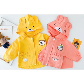  Áo khoác cho bé trai bé gái áo gió cho bé mũ tai thỏ đáng yêu gió chống nước chống gió siêu ấm 