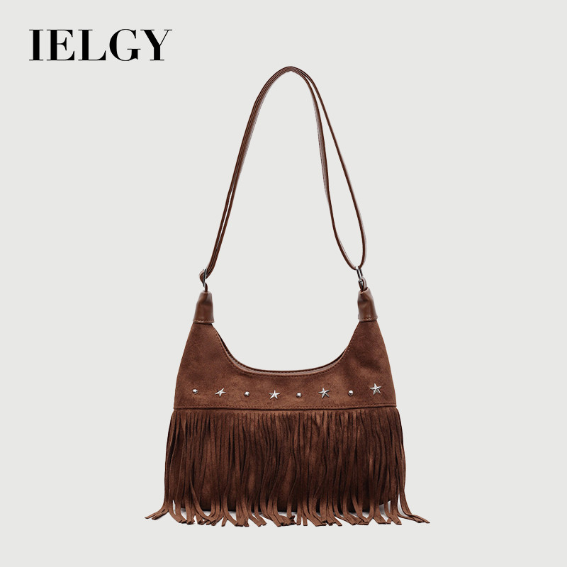 Túi xách nữ IELGY Retro Matte Suede Túi tua rua phù hợp