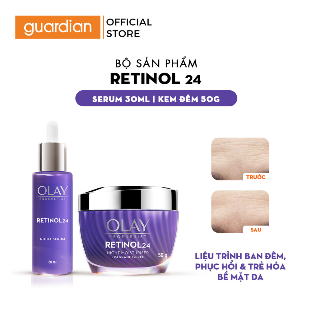  Combo Kem Dưỡng Ẩm Ban Đêm Regenerist Retinol Olay 50gr & Tinh Chất Dưỡng Đêm Retinol 24 Olay 30Ml 