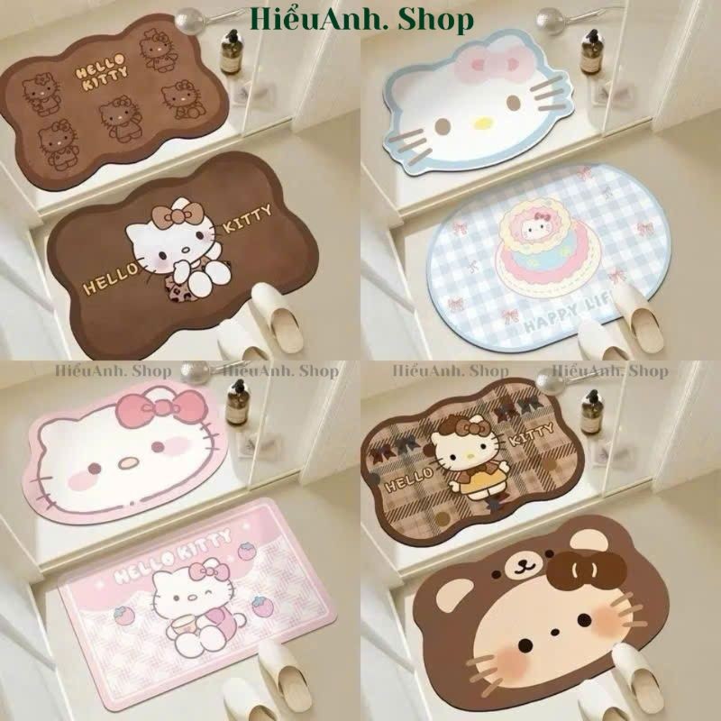 Set 2 thảm lau chân hình kitty dễ thương - Thảm chùi chân, Thảm nhà bếp thấm hút tốt kích thước 40x60cm