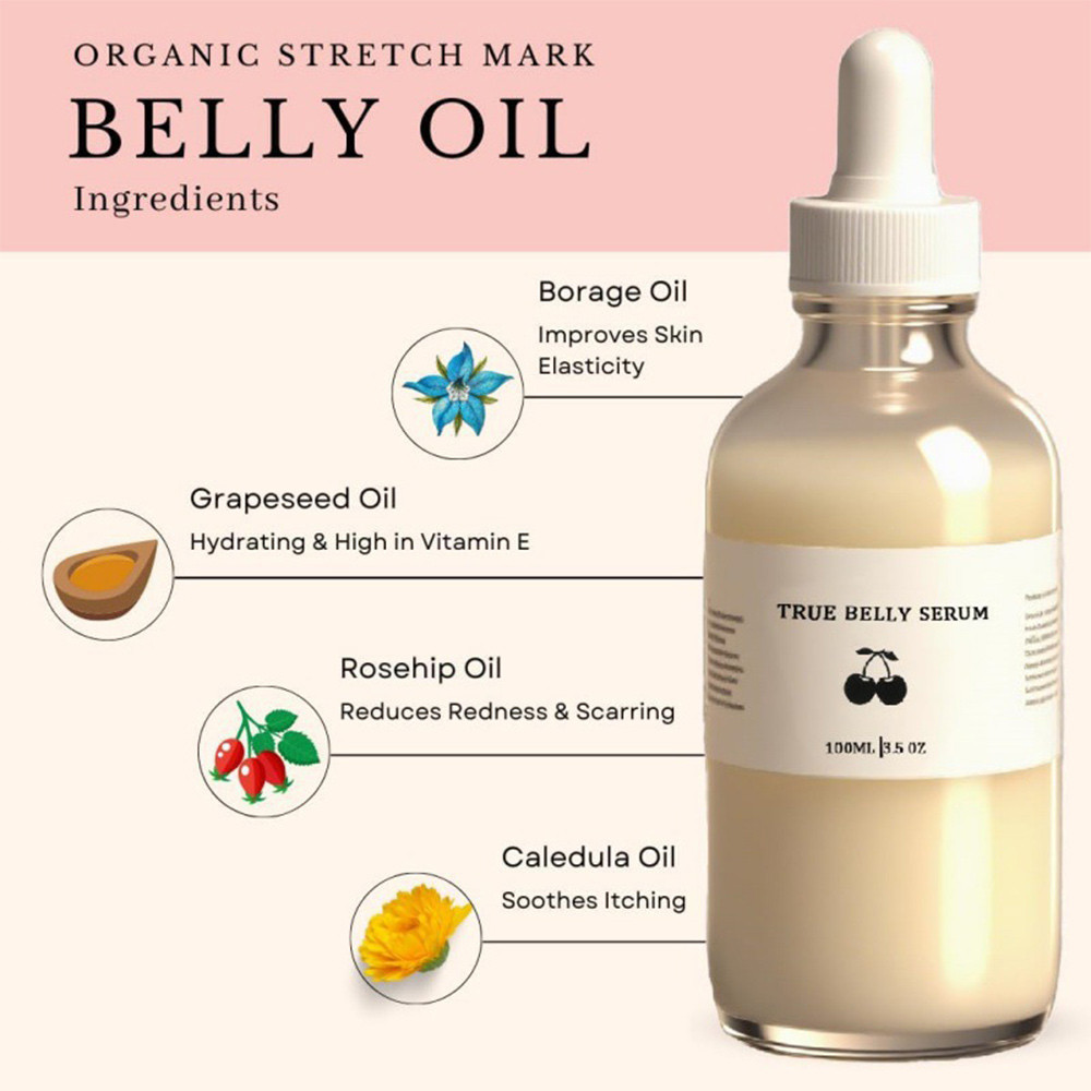 True Belly Serum,Hydrating Belly Oil, Abdominal essence oil moisturizes