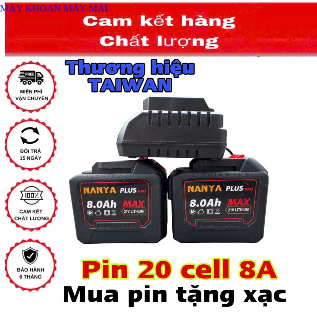 Pin 20 Cell  NANYA MAKITA ĐÀI LOAN  , Chống Ngắt Tải, Vỏ  Chống Sốc Dùng Máy Khoan, Máy Bulong, . MA
