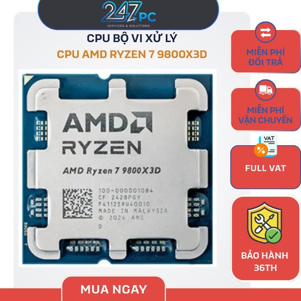 (FULL VAT) Chip vi xử lý AMD RYZEN 7 9800X3D Tray new