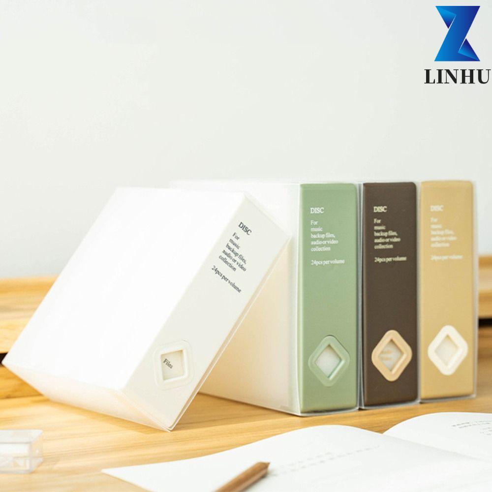 LINHU CD Case, CD Tay áo 24 CD Dung lượng Hộp lưu trữ CD, Hộp đựng sách đa năng Định vị DVD Ví CD Gó
