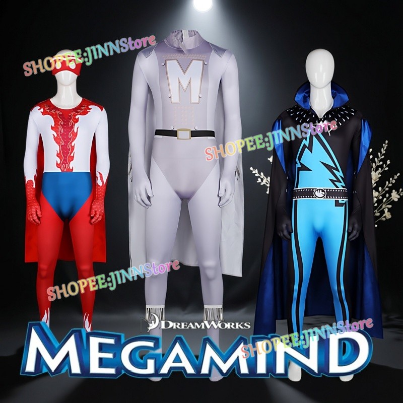 -JINN-MEGAMIND METRO MAN TIGHTEN Trang Phục Hóa Trang MEGAMIND Cos Siêu Anh Hùng Trang Phục Anime Đả