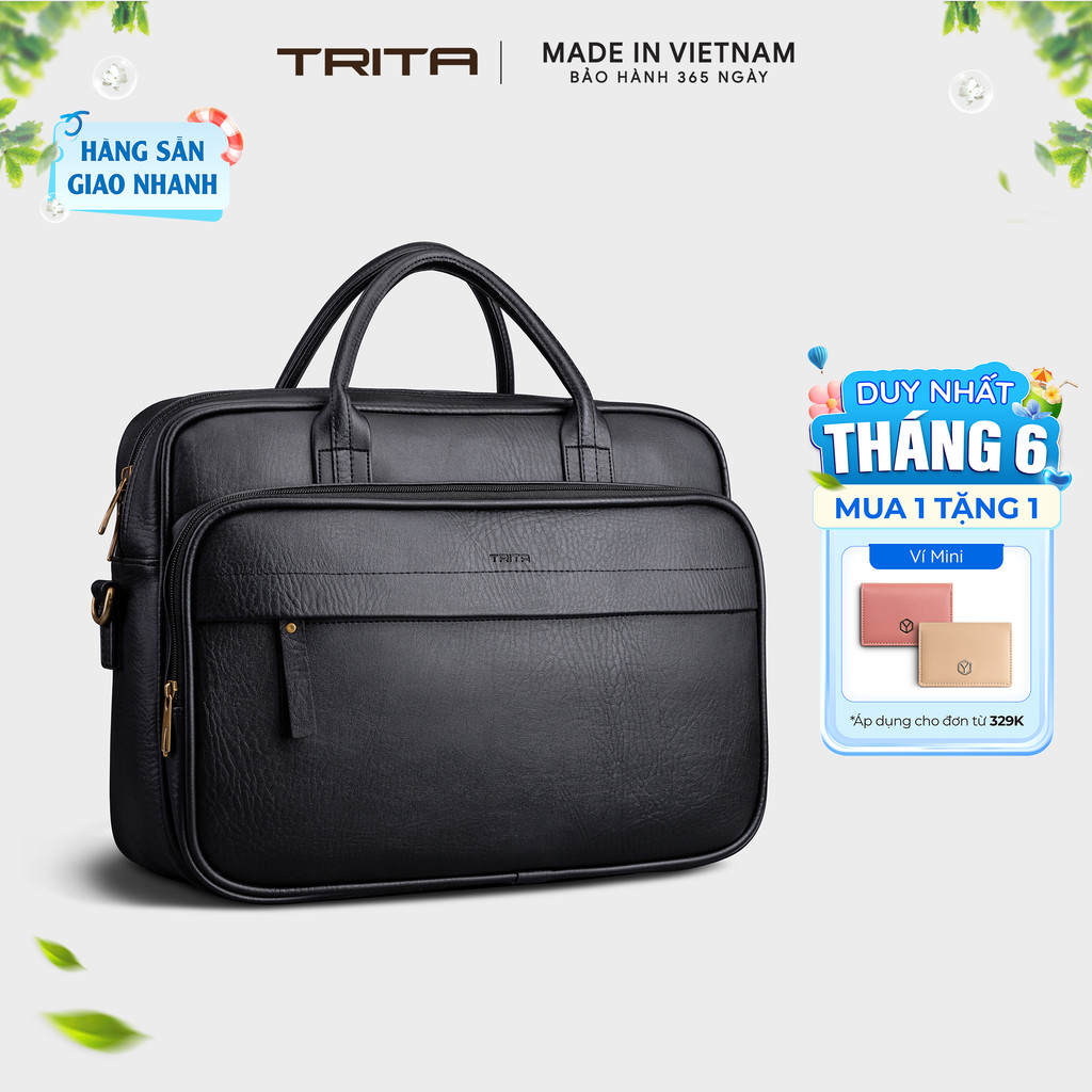 Cặp công sở Trita (Thời trang nam đựng vừa laptop 15 inch - Cặp da TCA10) Bagsmart