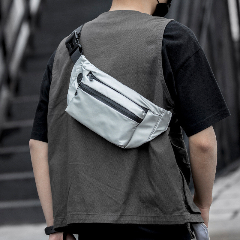 Authentic men's shoulder bag, trendy brand travel bag, waterproof zipper men's chest bag
