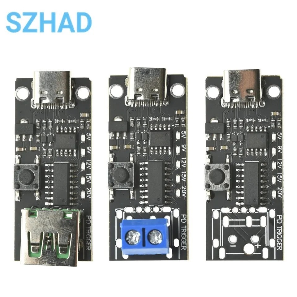 Bảng Mạch Kích Hoạt Giải Mã 100W 5A USB Type-C QC 5V 9V 12V 15V 20V PD 2.0 3.0