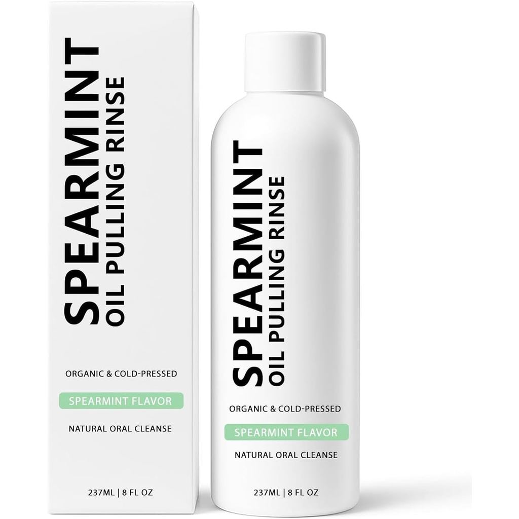 SpearmintOilPullingRinse, ép lạnhCoconutOilforningTeethMouthwash, 237ML / 8FL.OZPowerfulOrganicPeppe
