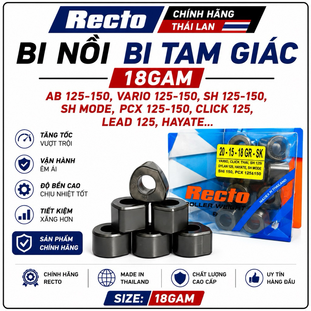 [18gam]-{Bi Tam Giác} Bi Nồi Ab 125-150,Vario 125-150,Sh 125,150,Sh Mode,Pcx 125-150,Click 125,Lead 
