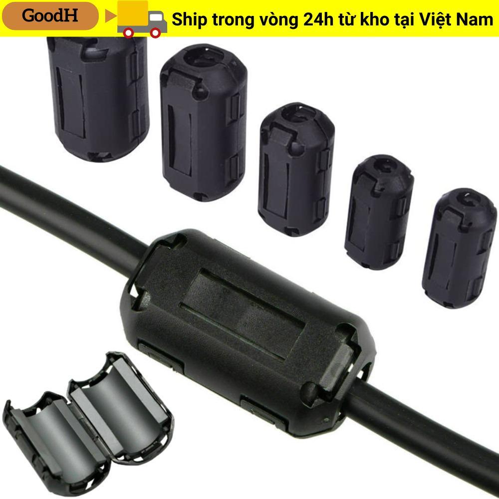 GOODH Choke Coil EMI RFI Tiếng ồn, Kẹp hạt Ferrite lõi vòng chống nhiễu màu đen, Kẹp lọc loại Snap S