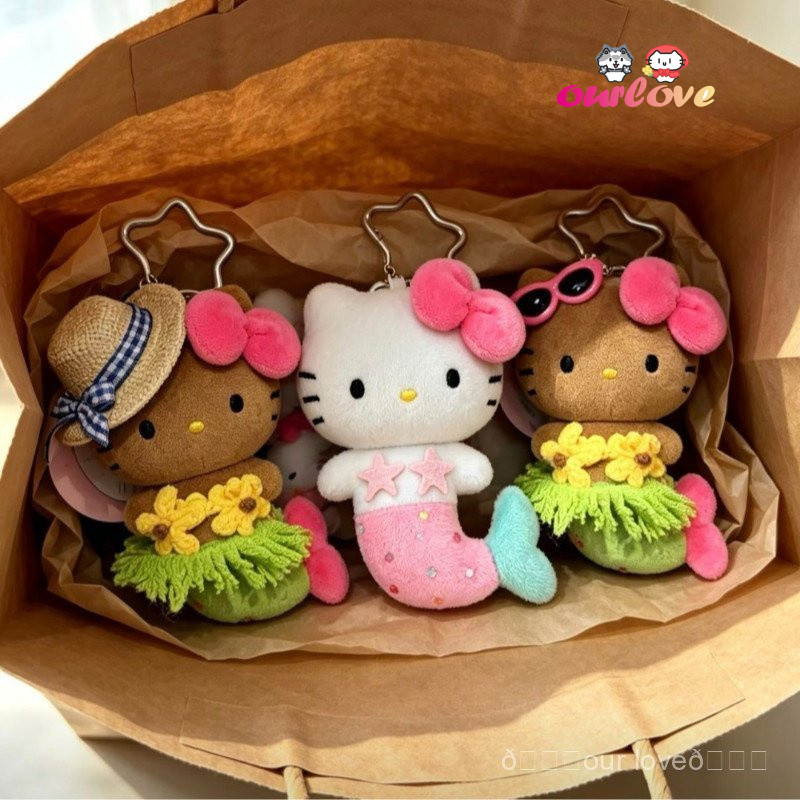 Sáng Tạo Phong Cách Mới Hoạt Hình Hawaii Nàng Tiên Cá Hello Kitty Sang Trọng Mặt Dây Chuyền Da Đen D