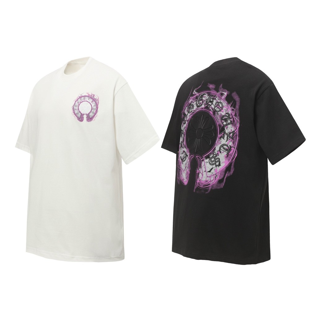 Chrome Hearts 2026 Sanskrit horseshoe embroidery couple's short-sleeve shirt T T-shirt Couple Style