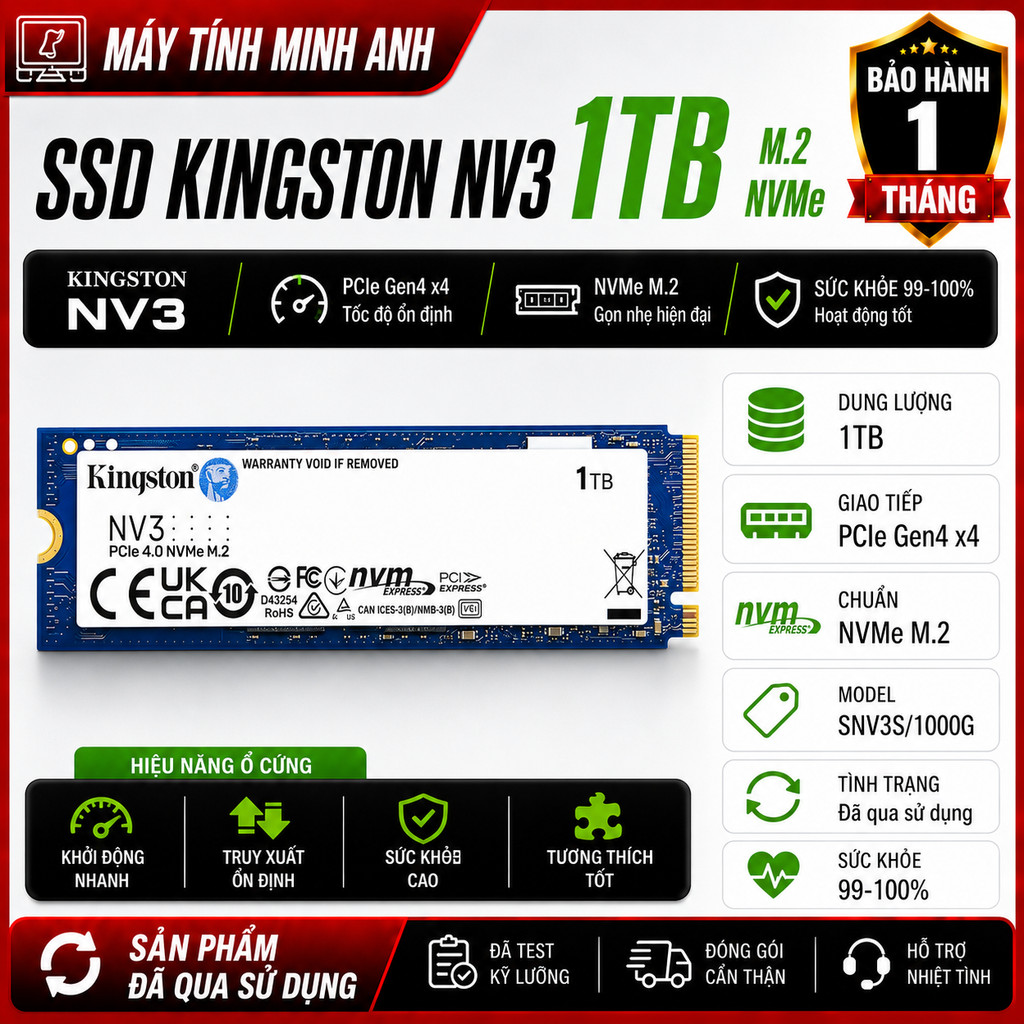 Hàng đã qua sử dụng |Ổ SSD NV3 PCIe 4.0 NVMe Kingston/ Sam sung/ WD Black- 1TB/512/256/128