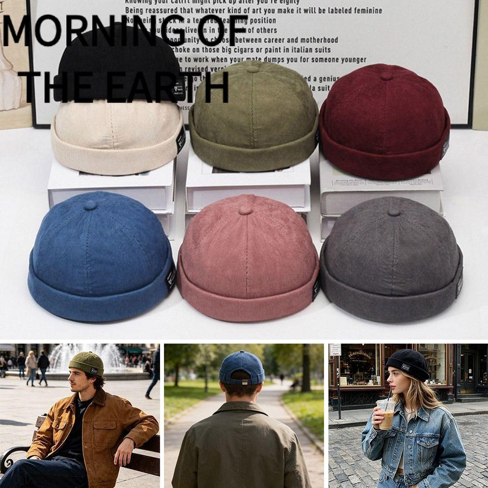 MORNING OF THE Brimless Docker Cap, Hip Hop Casual Beanie Street Hat, Thời Trang Màu Trơn Chữ Cordur