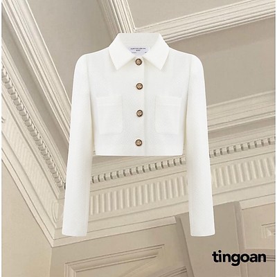 TINGOAN® - Áo crop set trắng CARAT CAKE JACKET/WH V3 phiên bản T6.2026