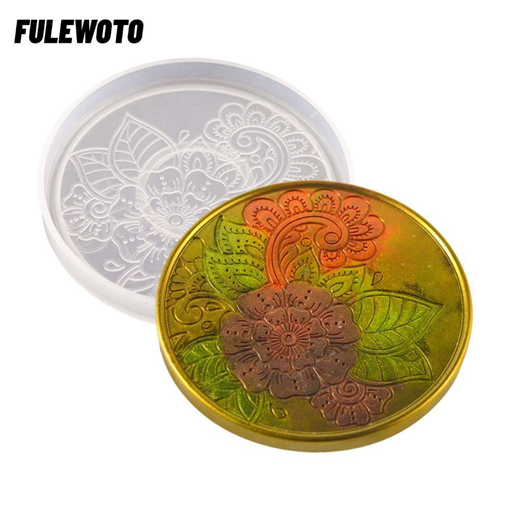 FILEWOTO Silicone Coaster Khuôn, 10.5cm Hình Hoa DIY Coaster Khuôn, Cốc Thảm Khuôn Nhựa Epoxy Coaste