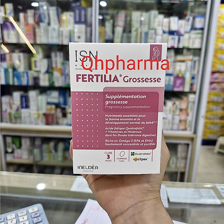 Viên uống FERTILIA GROSSESSE hộp 90 viên Gesta b9 mẫu mới nhất giúp bổ sung DHA,EPA cho bà bầu