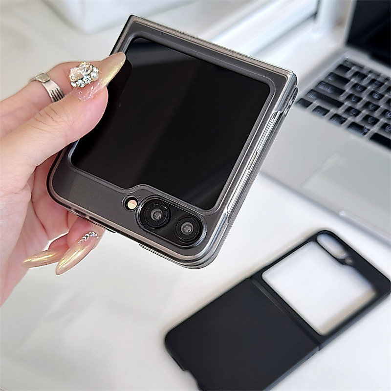 Ốp Lưng PC Cứng Siêu Mỏng Trong Suốt Mờ Trong Suốt Màu Đen Ốp lưng Samsung Galaxy Z Flip 5 Z Flip 6 