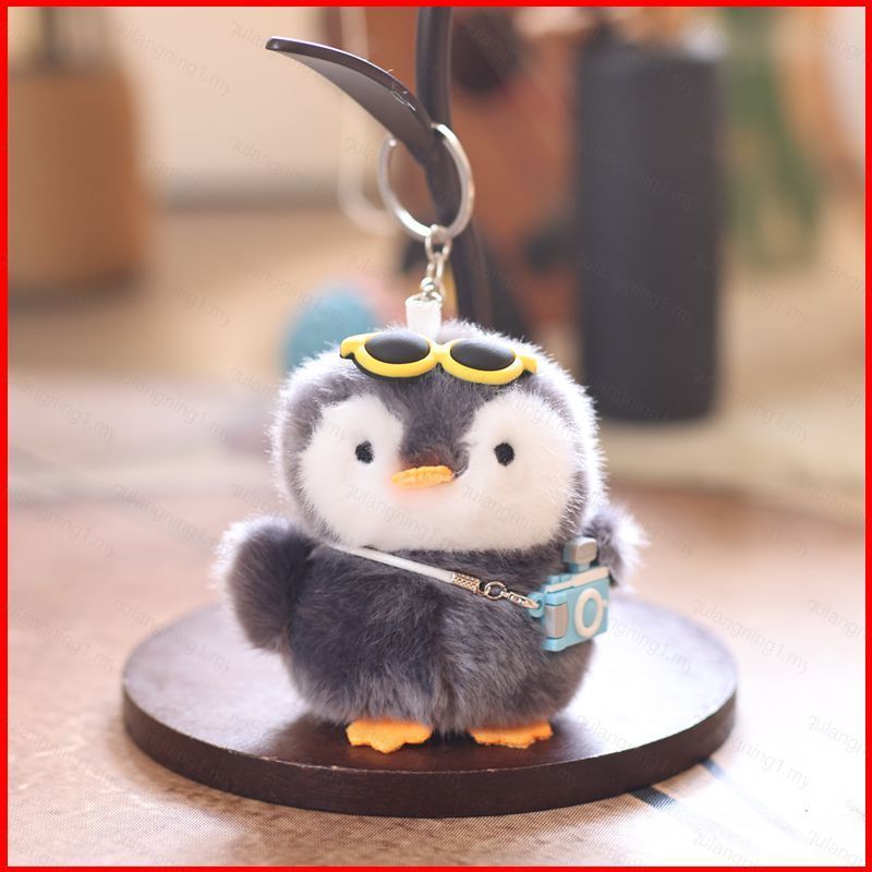 Móc khóa GL Penguin Plushie có kính râm Túi đựng máy ảnh Mini Túi dễ thương Charm GL