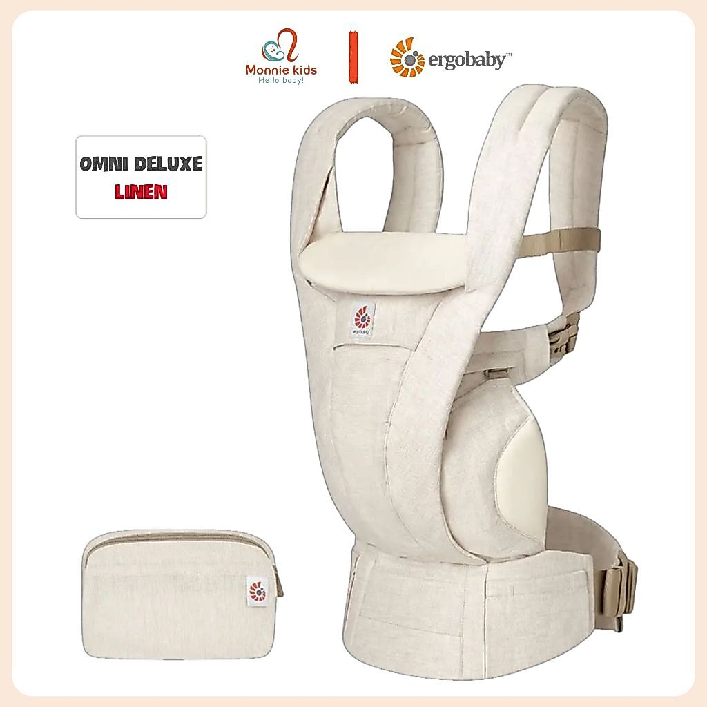 Địu trợ lực Ergobaby Omni Deluxe Linen 4 tư thế cho bé sơ sinh, đai địu lanh trẻ em - Monnie Kids