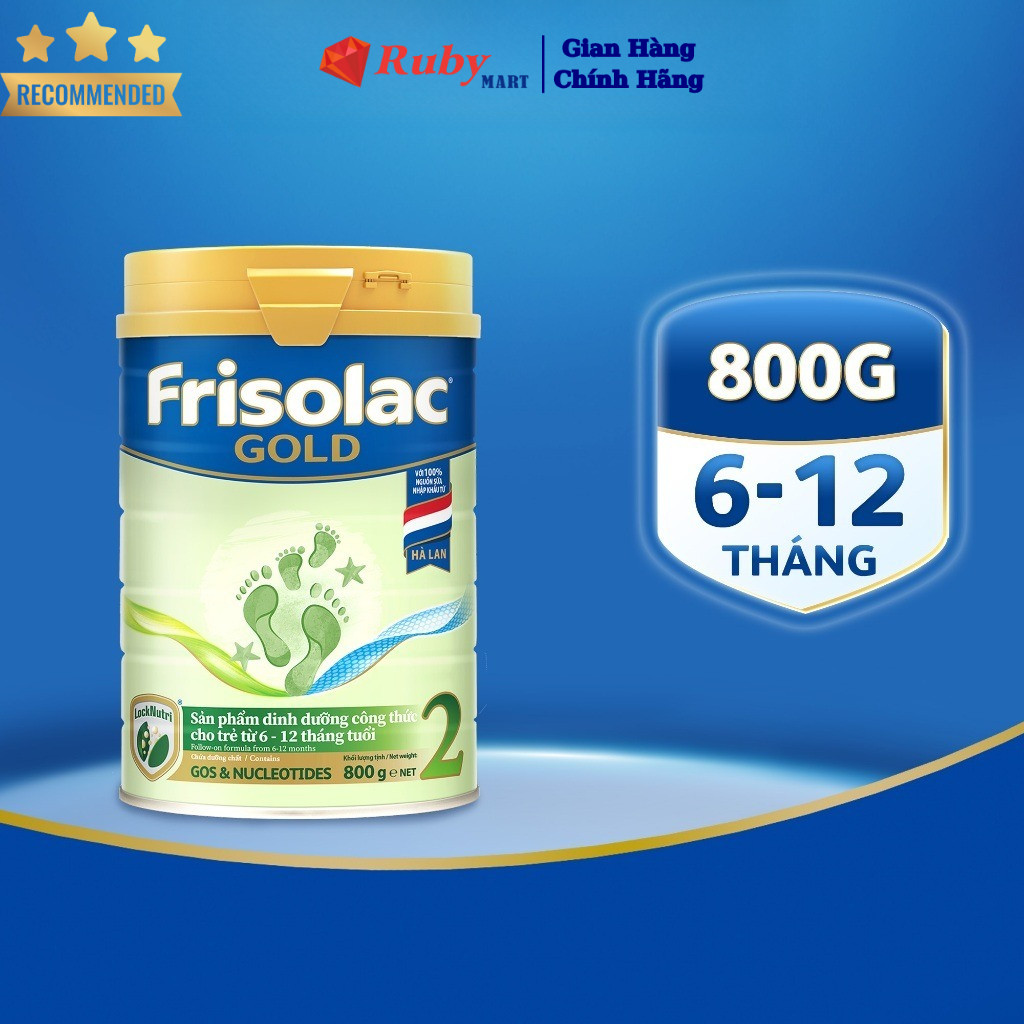 Sữa Bột Frisolac Gold 2 800G cho bé từ 6-12 tháng tuổi