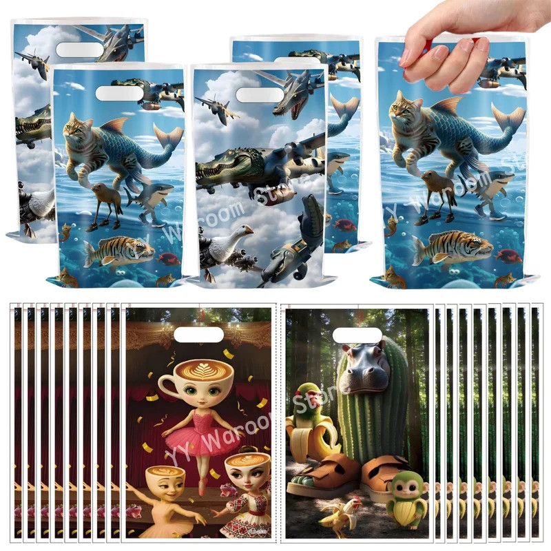 10-40 Chiếc Ý Brainrot Sinh Nhật Túi Quà Tặng Brainrot Túi Quà tun Loot Goodie Túi Kẹo Tắm Cho Bé Br