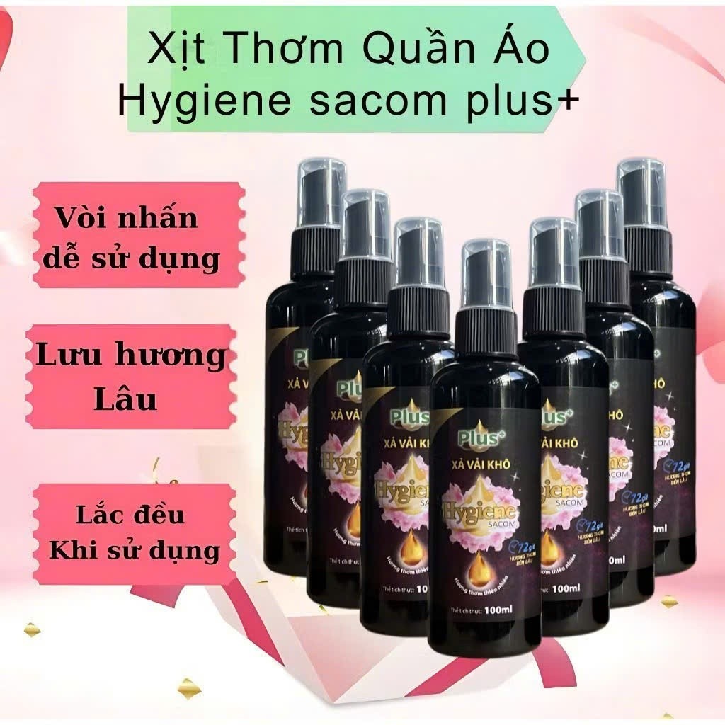 { Combo 5 chai Tặng 1 Tổng 6 Chai } Xịt vải khô Hygiene Sacom Plus Chai 100ml, xịt thơm quần áo [NgocAnh98]
