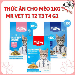 Thức Ăn Cho Mèo 1kg MrVET T1 T2 T3 Hạt mèo 1Kg hỗ trợ tiết niệu mượt lông Mr Vet
