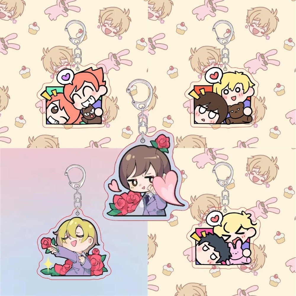 6CM Anime Ouran High School Host Club Keychain Model Cosplay Charm Characters Ornament Accessories G