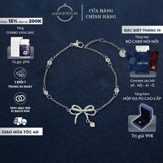 Lắc tay bạc Ý nơ điệu S925 Asimi, Lắc tay bạc nữ xinh xắn xi bạch kim sáng bền Butterfly Girlie LT28