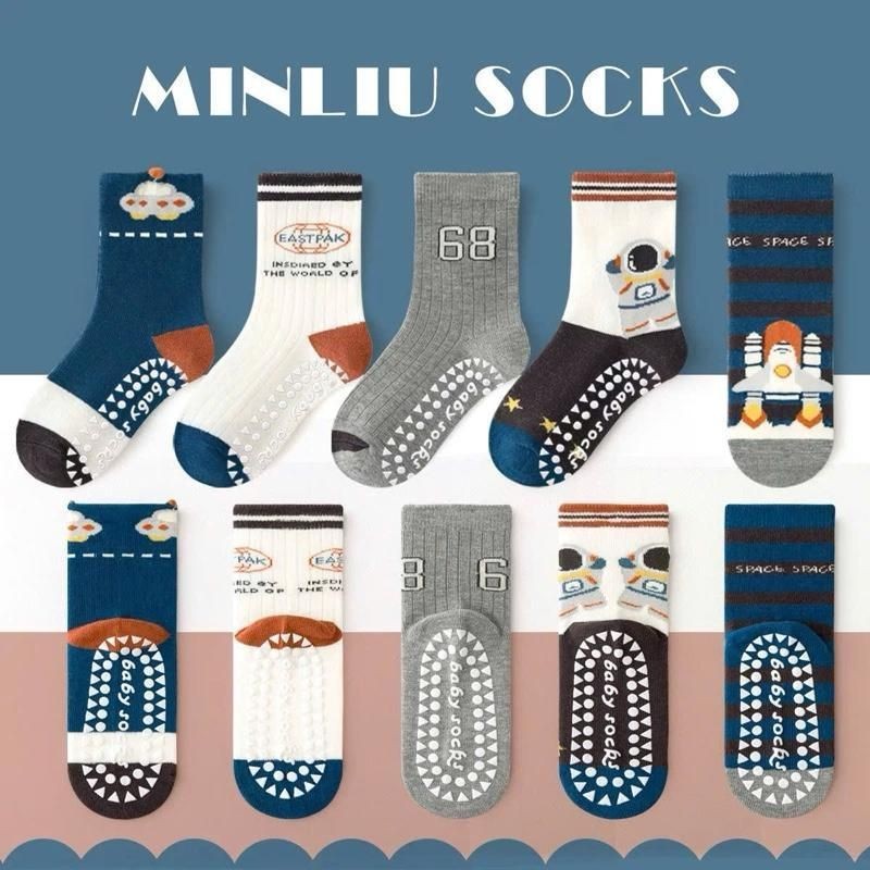 Set 10 đôi tất trẻ em chống trơn trượt họa tiết ngộ nghĩnh cho bé 1-10 tuổi hình máy bay