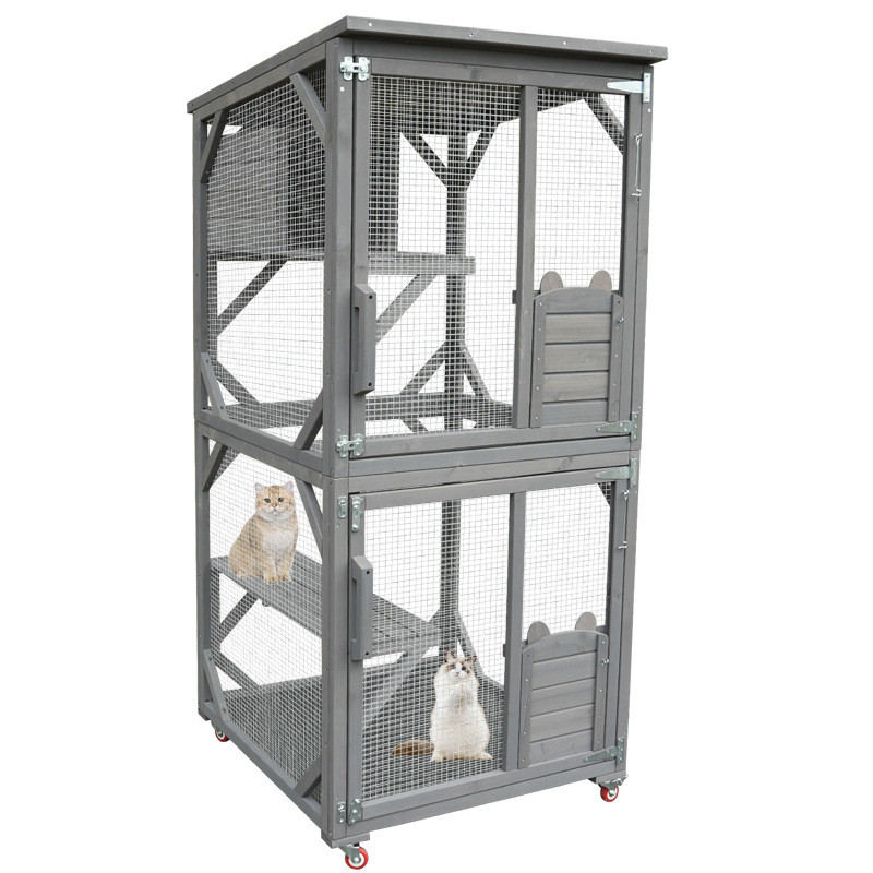 Biệt thự mèo sang trọng, lồng mèo gỗ, nhà mèo gỗ nguyên khối trong suốt, nhà mèo cho nhà nhỏ, lồng m