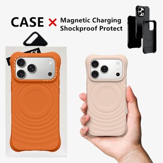  CaseTifg Cosmic Orange Ripple Vỏ Điện Thoại Silicon Lỏng Chất Lượng Cao Cho iPhone 17Air 17 13 14 15 16 Pro Max Plus Sạc Từ Tính Vỏ Chống Sốc Tích Hợp Mặt Sau Flannel 