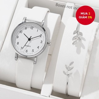 Đồng Hồ Nữ Thanh Lịch – Mặt Đồng Hồ Quartz Trên Dây Da, Bao Gồm Bộ Dây Đeo Thép Không Gỉ Cho Hàng Ngày Và Ngày lễ