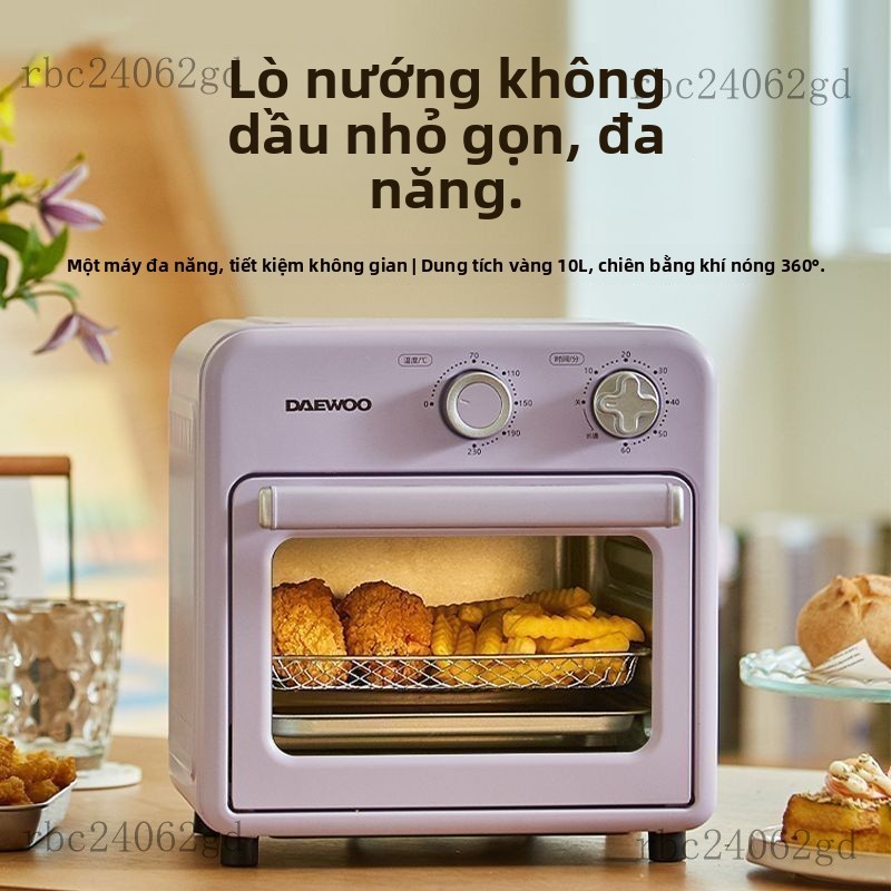 Thiết bị điện bếp nhỏ Lò nướng chiên không dầu Daewoo đa chức năng, nhỏ gọn, mini, nướng bánh hoàn t